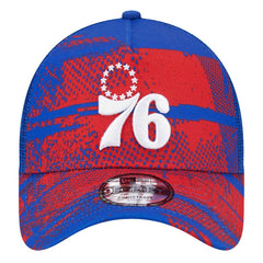 Philadelphia 76ers Tip Off A-Frame Trucker 9FORTY Adjustable Hat - Royal/Red online