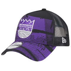 Sacramento Kings Tip Off A-Frame Trucker 9FORTY Adjustable Hat - Black/Purple on sale