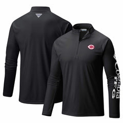 Cincinnati Reds Terminal Tackle Omni-Shade Raglan Quarter-Zip Pullover Top Black