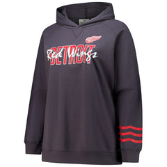Detroit Red Wings Fanatics Women's Plus Size Lightweight Fleece Raglan Pullover Hoodie - Charcoal Hoodies