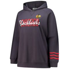 Chicago Blackhawks Fanatics Women's Plus Size Lightweight Fleece Raglan Pullover Hoodie - Charcoal Hoodies