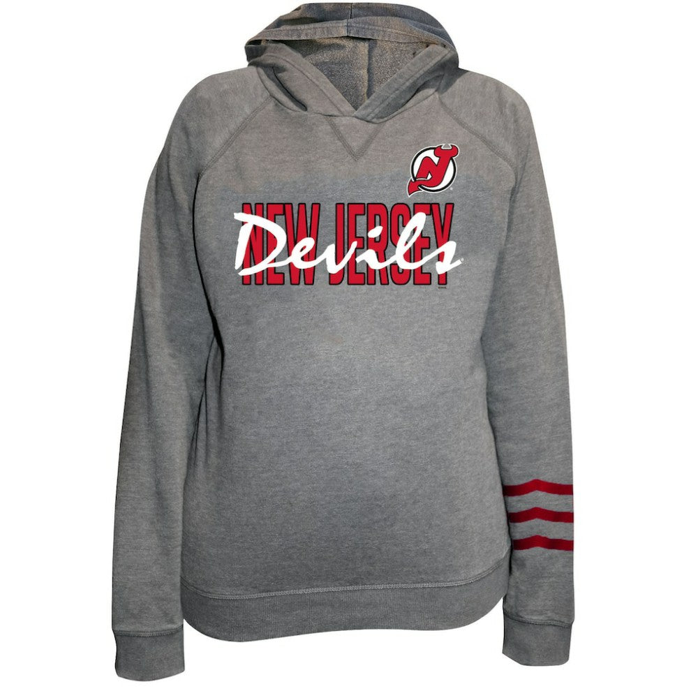 New Jersey Devils Fanatics Women's Plus Size Lightweight Fleece Raglan Pullover Hoodie - Heather Gray Jerseys