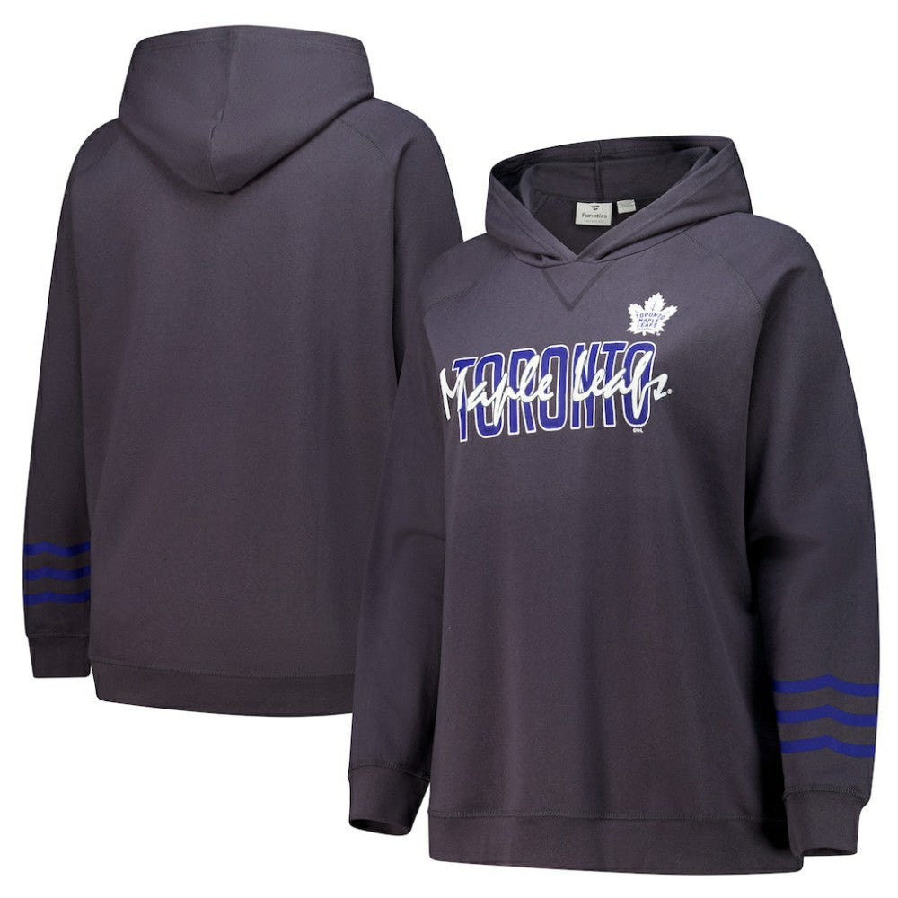 Toronto Maple Leafs Fanatics Women's Plus Size Lightweight Fleece Raglan Pullover Hoodie - Charcoal Hoodies