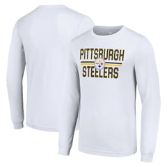 Pittsburgh Steelers Starter Team Mesh Print Graphic Long Sleeve T-Shirt - White outlet