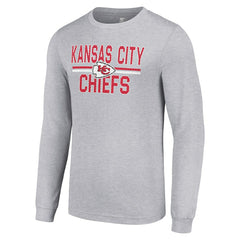 Kansas City Chiefs Starter Team Mesh Print Graphic Long Sleeve T-Shirt - Heather Gray for sale