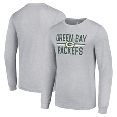 Green Bay Packers Starter Team Mesh Print Graphic Long Sleeve T-Shirt - Heather Gray discount