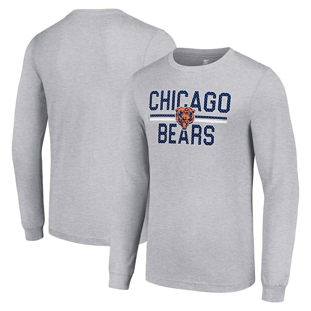 Chicago Bears Starter Team Mesh Print Graphic Long Sleeve T-Shirt - Heather Gray on sale