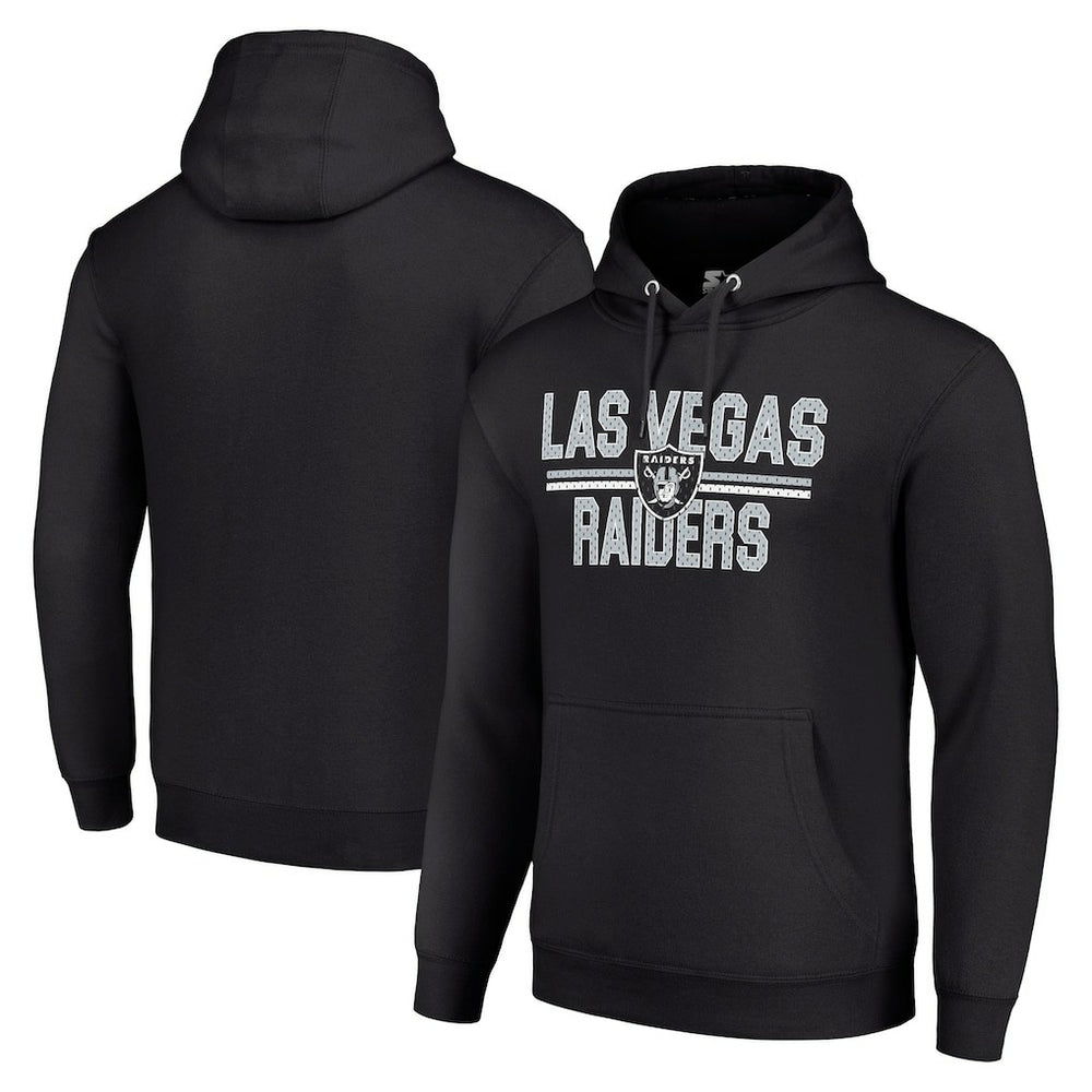 Las Vegas Raiders Starter Unisex Team Mesh Print Graphic Tri-Blend Pullover Hoodie - Black on sale