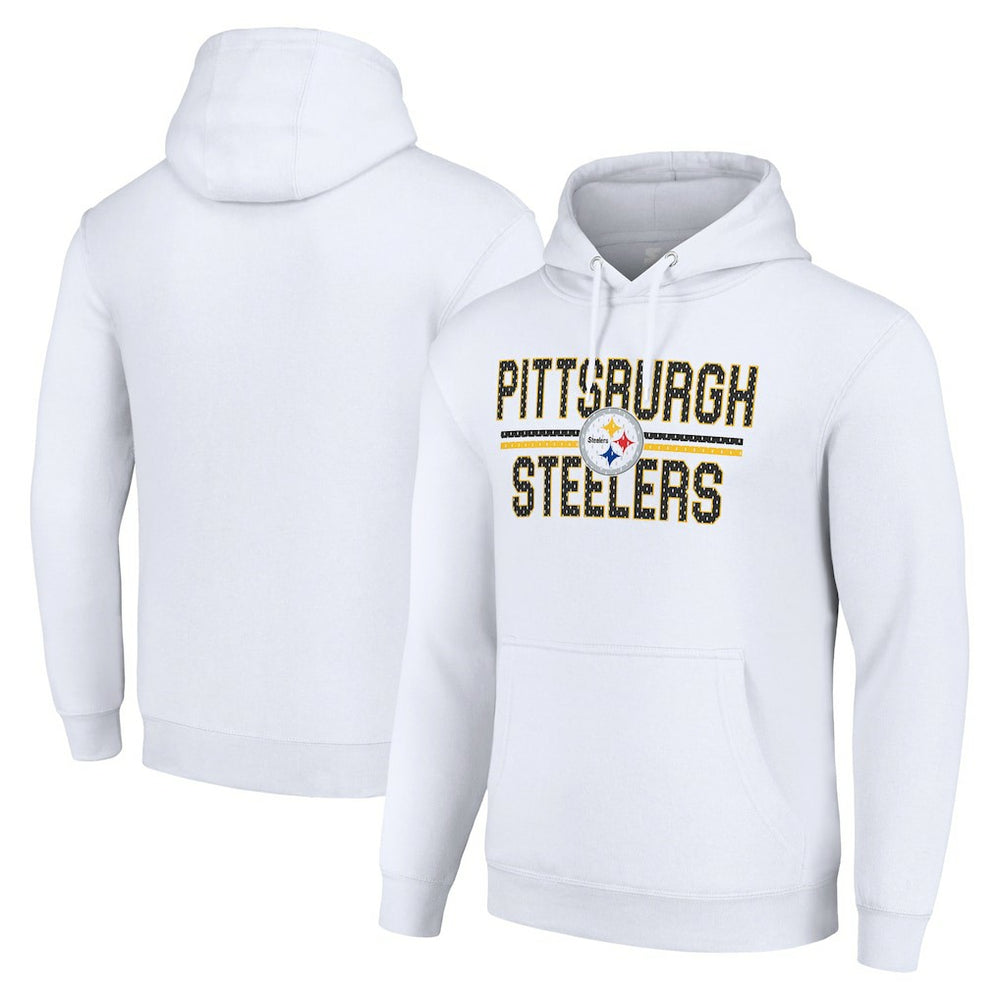 Pittsburgh Steelers Starter Unisex Team Mesh Print Graphic Tri-Blend Pullover Hoodie - White sale