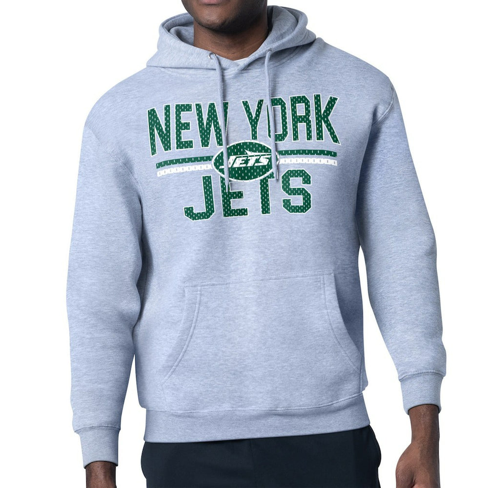 New York Jets Starter Unisex Team Mesh Print Graphic Tri-Blend Pullover Hoodie - Heather Gray on sale