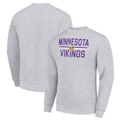 Minnesota Vikings Starter Team Mesh Print Graphic Pullover Sweatshirt - Heather Gray on sale