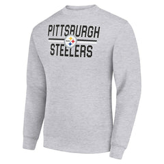 Pittsburgh Steelers Starter Team Mesh Print Graphic Pullover Sweatshirt - Heather Gray sale
