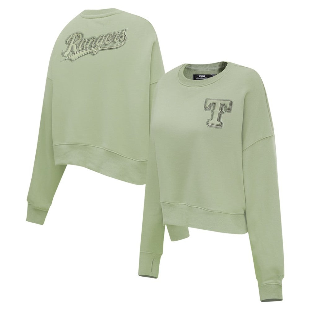 Texas Rangers Pro Standard Women's Neutral Oversized Boxy Cropped Pullover Sweatshirt Green