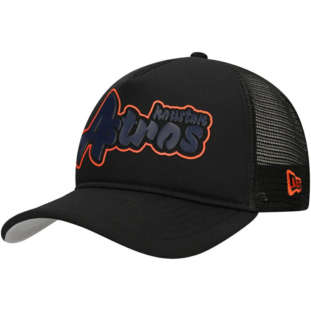 Houston Astros Retro Bold A-Frame Trucker 9FORTY Adjustable Hat Black