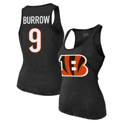 Joe Burrow Cincinnati Bengals Majestic Threads Women's Name & Number Tri-Blend Tank Top - Black on sale