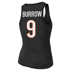 Joe Burrow Cincinnati Bengals Majestic Threads Women's Name & Number Tri-Blend Tank Top - Black on sale