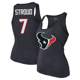 C.J. Stroud Houston Texans Majestic Threads Women's Name & Number Tri-Blend Tank Top - Navy cheap