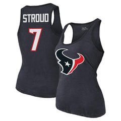 C.J. Stroud Houston Texans Majestic Threads Women's Name & Number Tri-Blend Tank Top - Navy cheap