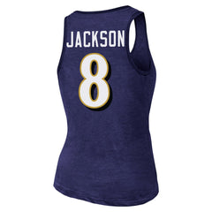 Lamar Jackson Baltimore Ravens Majestic Threads Women's Name & Number Tri-Blend Tank Top - Purple sale