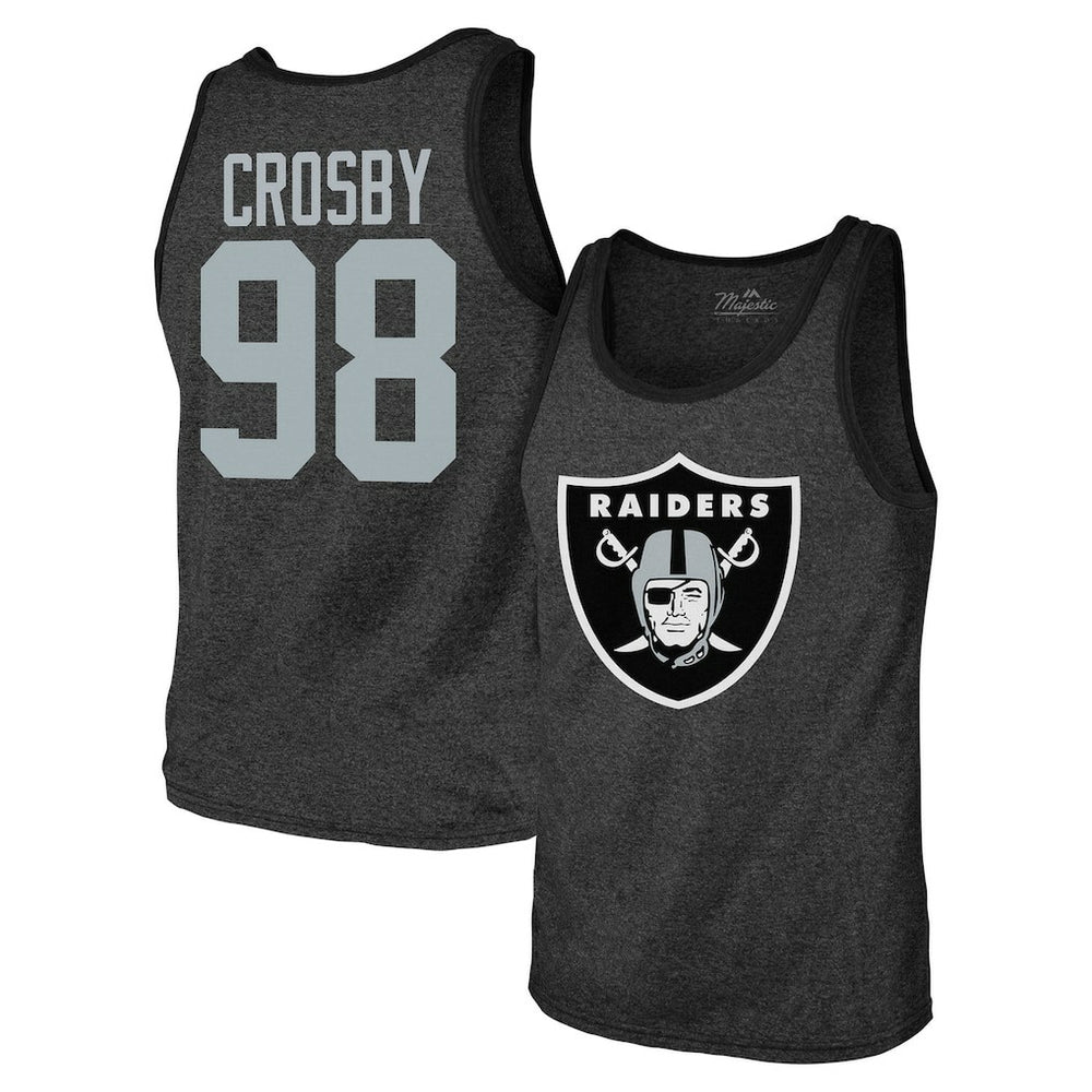 Maxx Crosby Las Vegas Raiders Majestic Threads Tri-Blend Player Name & Number Tank Top - Black on sale
