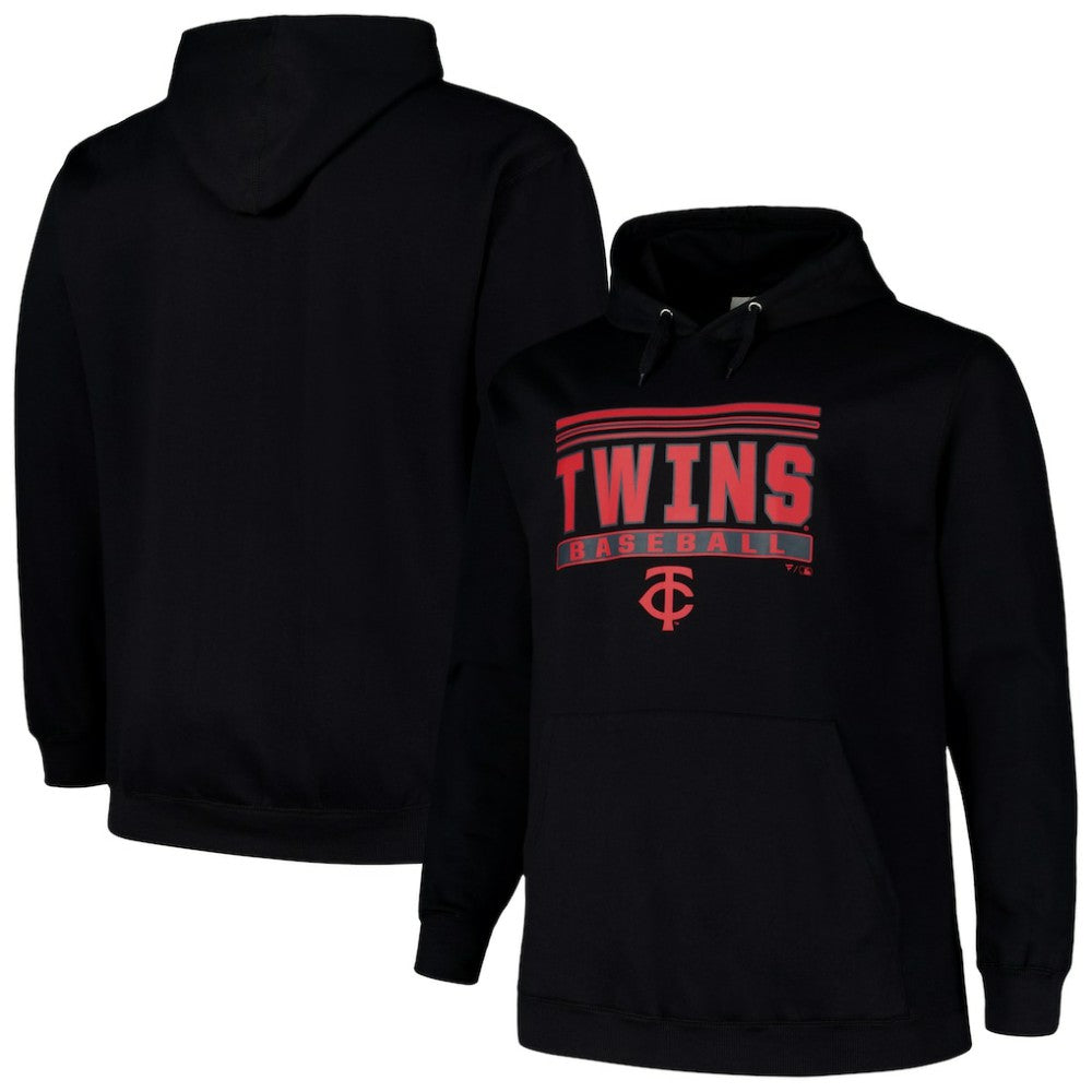 Minnesota Twins Stack Fleece Pullover Hoodie Black