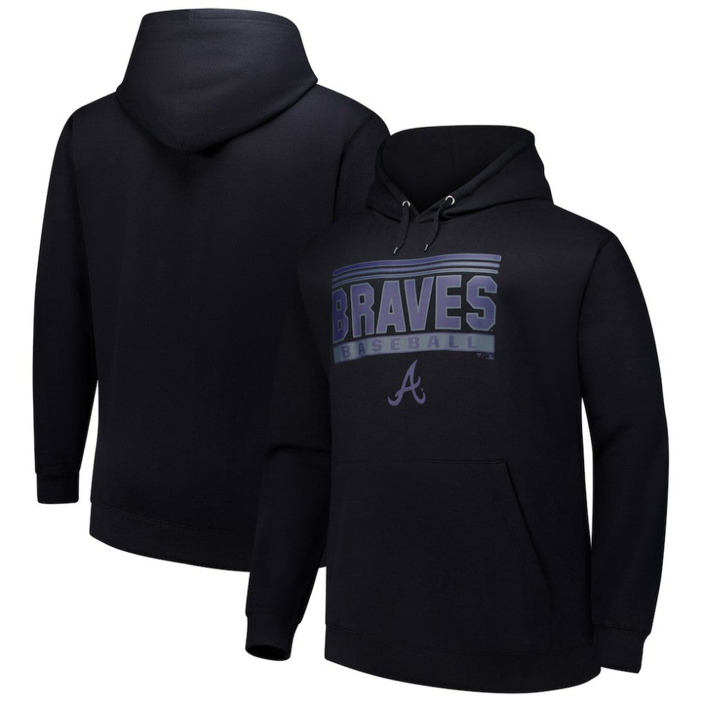 Atlanta Braves Stack Fleece Pullover Hoodie Black