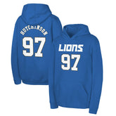 Aidan Hutchinson Detroit Lions Youth Mainliner Player Name & Number Pullover Hoodie - Blue cheap