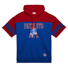 New England Patriots Off Field Vintage Logo Short Sleeve Pullover Hoodie - Royal discount