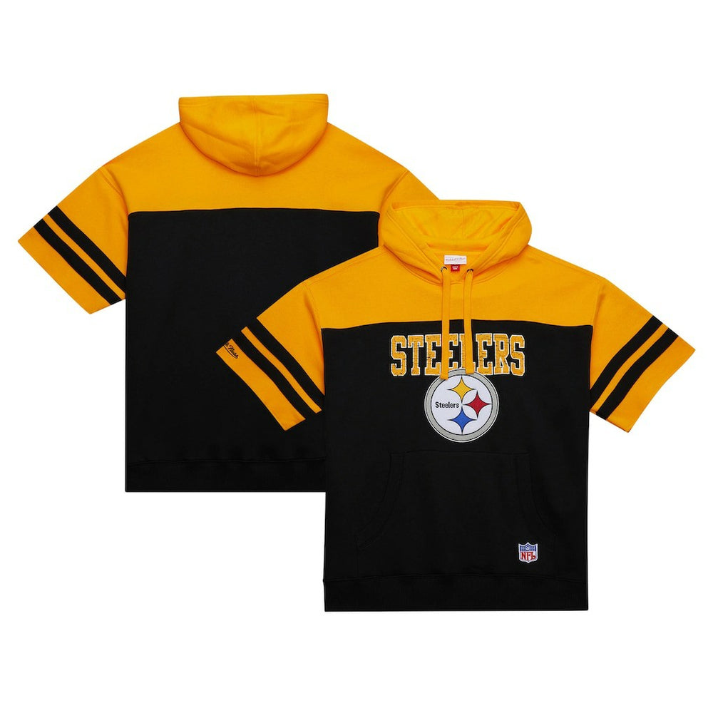 Pittsburgh Steelers Off Field Vintage Logo Short Sleeve Pullover Hoodie - Black on sale