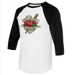 Pittsburgh Pirates Tiny Turnip Unisex American Traditional Rose 3/4-Sleeve Raglan T-Shirt White/Black