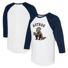 Houston Astros Tiny Turnip Unisex Triceratops 3/4-Sleeve Raglan T-Shirt White/Navy