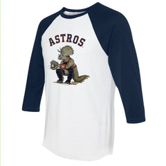 Houston Astros Tiny Turnip Unisex Triceratops 3/4-Sleeve Raglan T-Shirt White/Navy