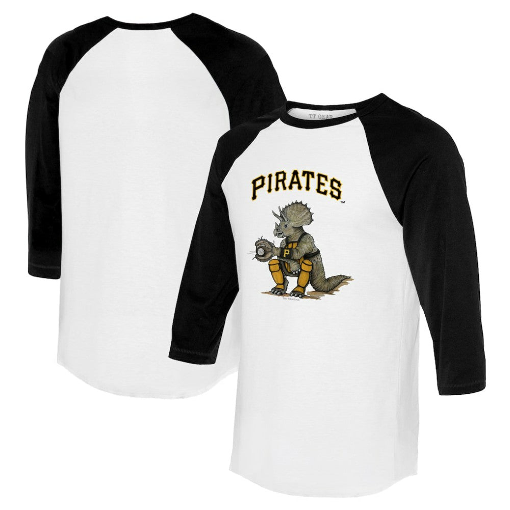 Pittsburgh Pirates Tiny Turnip Unisex Triceratops 3/4-Sleeve Raglan T-Shirt White/Black