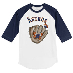 Houston Astros Tiny Turnip Youth Butterfly Glove 3/4-Sleeve Raglan T-Shirt White/Navy
