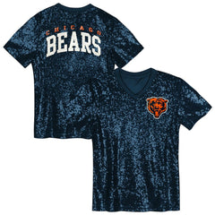 Chicago Bears Girls Youth Wordmark Sequin V-Neck Top - Navy online