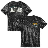 Jacksonville Jaguars Girls Youth Wordmark Sequin V-Neck Top - Black for sale