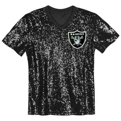 Las Vegas Raiders Girls Youth Wordmark Sequin V-Neck Top - Black discount