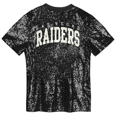 Las Vegas Raiders Girls Youth Wordmark Sequin V-Neck Top - Black discount