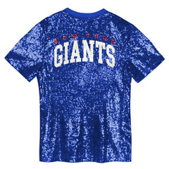 New York Giants Girls Youth Wordmark Sequin V-Neck Top - Royal online
