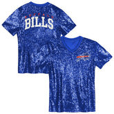 Buffalo Bills Girls Youth Wordmark Sequin V-Neck Top - Royal cheap