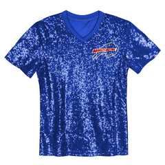 Buffalo Bills Girls Youth Wordmark Sequin V-Neck Top - Royal cheap