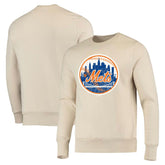New York Mets Majestic Threads Fleece Pullover Sweatshirt Oatmeal