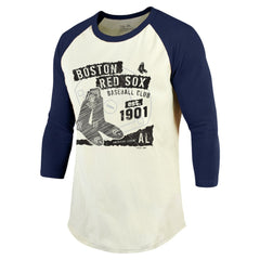 Boston Red Sox Majestic Threads Raglan 3/4-Sleeve T-Shirt Cream/Navy