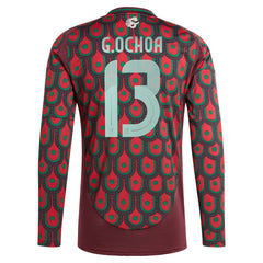 Guillermo Ochoa Mexico National Team 2024 Home Replica Player Long Sleeve Jersey - Burgundy discount