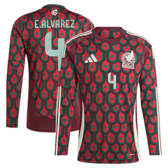 Edson Alvarez Mexico National Team 2024 Home Replica Player Long Sleeve Jersey - Burgundy discount