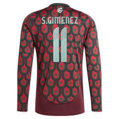 Santiago Giménez Mexico National Team 2024 Home Replica Player Long Sleeve Jersey - Burgundy outlet