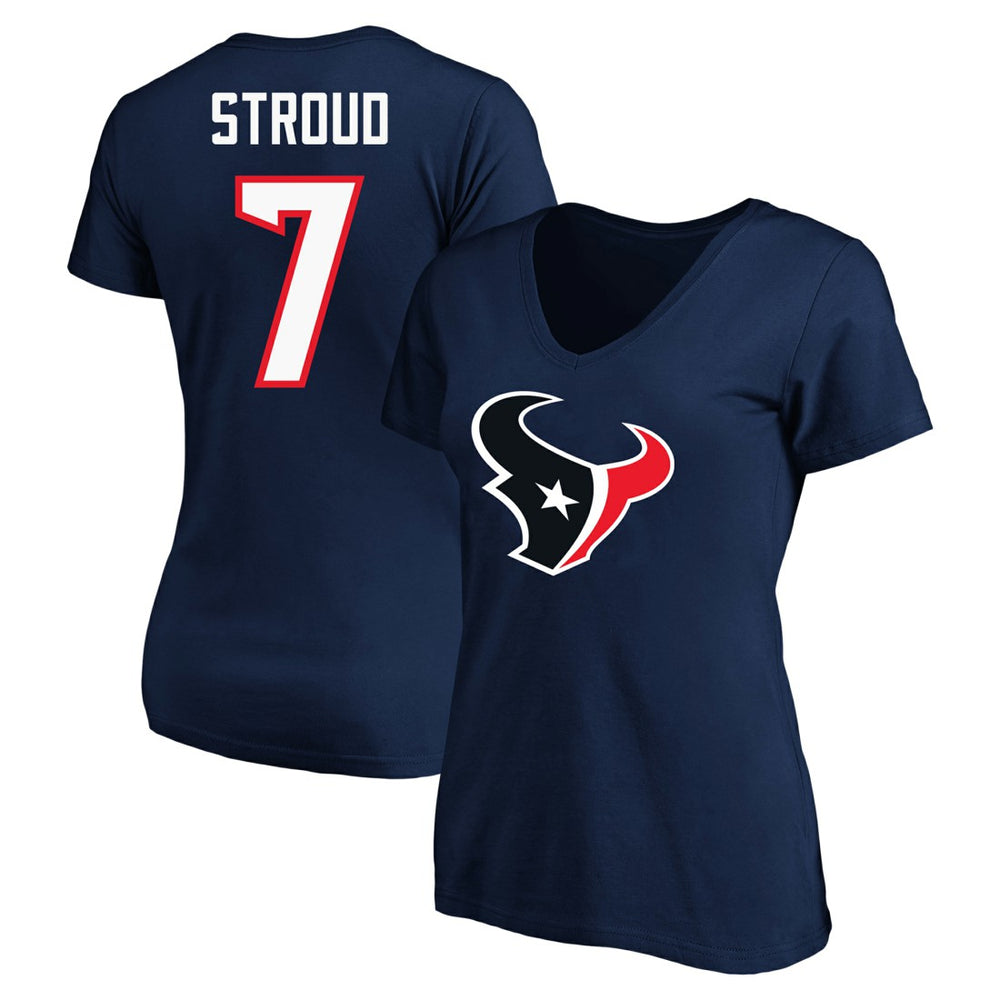 C.J. Stroud Houston Texans Women's Plus Size Fair Catch Name & Number Scoop Neck T-Shirt - Navy discount