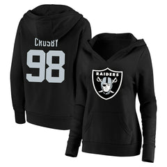 Maxx Crosby Las Vegas Raiders Women's Plus Size Player Name & Number V-Neck Pullover Hoodie - Black outlet