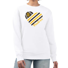 San Diego Padres G-III 4Her by Carl Banks Women's Heart Logo Fleece Pullover Sweatshirt White