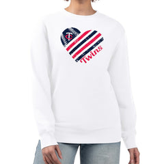 Minnesota Twins G-III 4Her by Carl Banks Women's Heart Logo Fleece Pullover Sweatshirt White